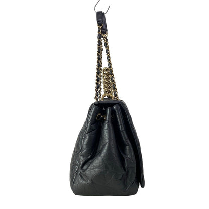 Chanel Shoulder Bag Quilted Black 2-Way Vintage Gold — view 2