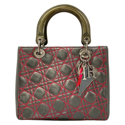 Dior Handbag Lady Midi Silver Red Anthem Lyle Collaboration Leather