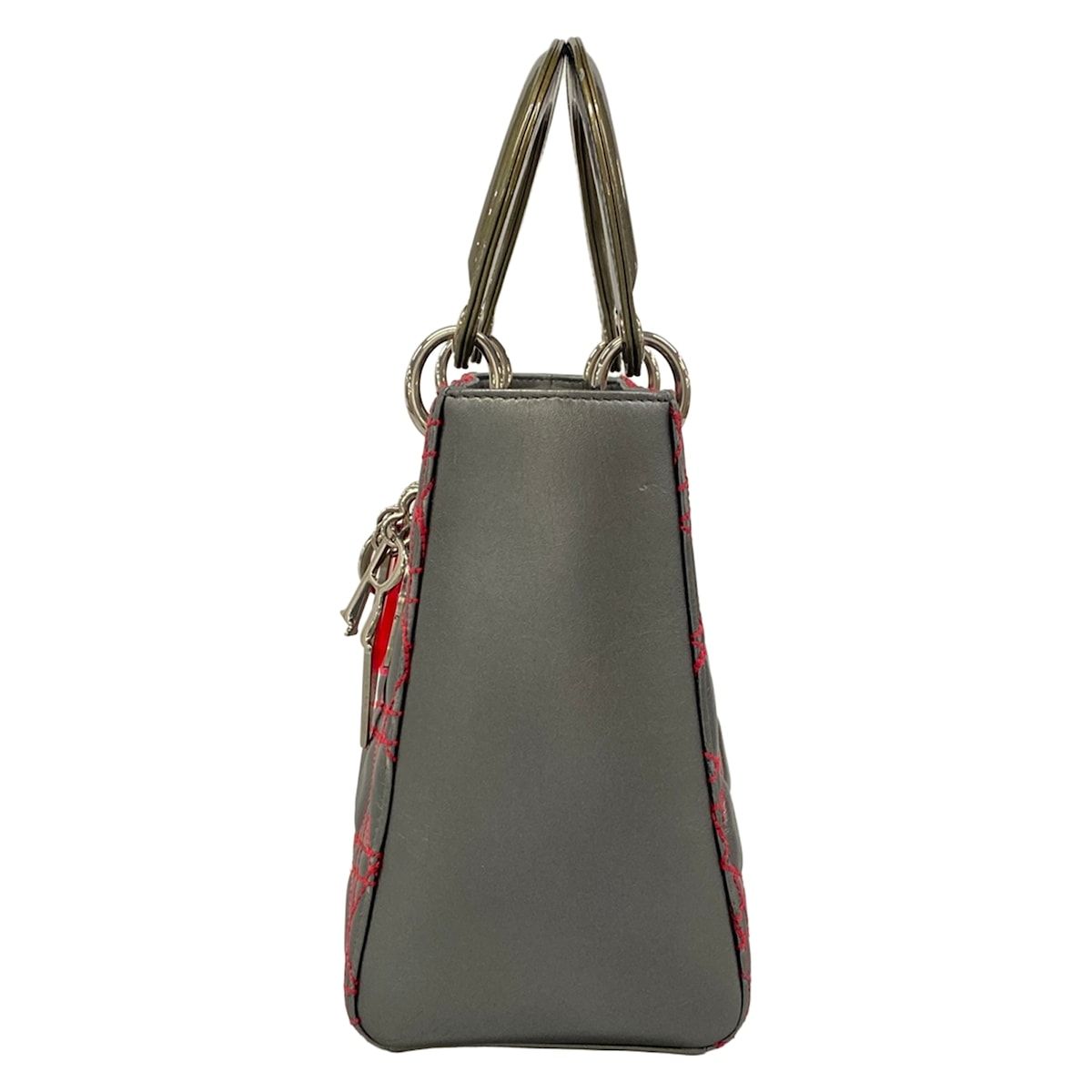 Dior Handbag Lady Midi Silver Red Anthem Lyle Collaboration Leather — view 4