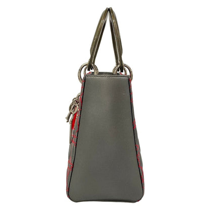 Dior Handbag Lady Midi Silver Red Anthem Lyle Collaboration Leather — view 4