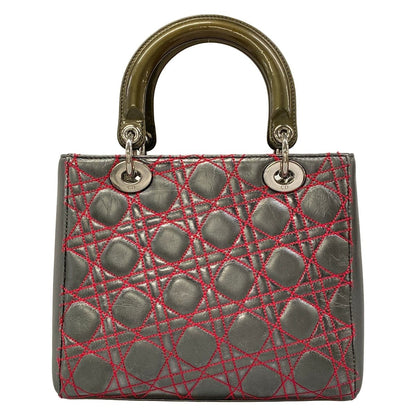 Dior Handbag Lady Midi Silver Red Anthem Lyle Collaboration Leather — view 3