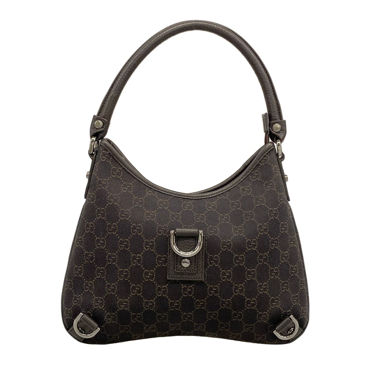 Gucci Shoulder Bag Abbey Dark Brown Beige Leather