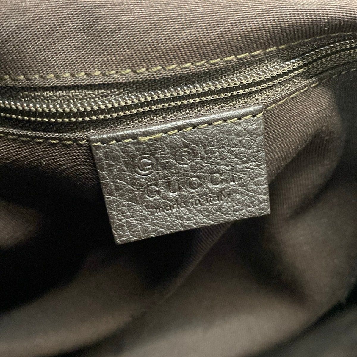 Gucci Shoulder Bag Abbey Dark Brown Beige Leather — view 9