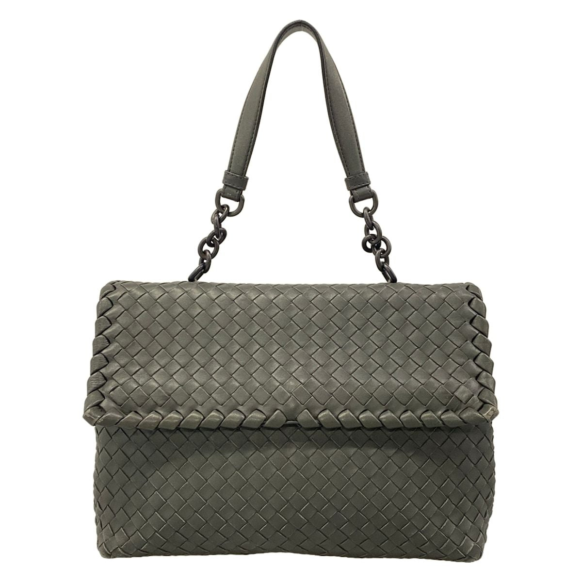 Bottega Veneta Handbag Intrecciato Gray Leather
