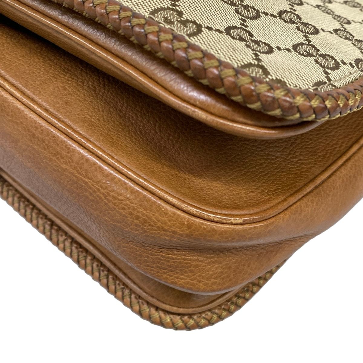 Gucci Shoulder Bag Marrakech GG Pattern Beige Dark Brown Leather — view 6