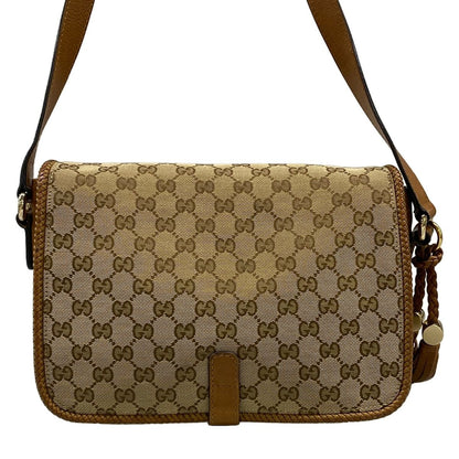 Gucci Shoulder Bag Marrakech GG Pattern Beige Dark Brown Leather — view 3