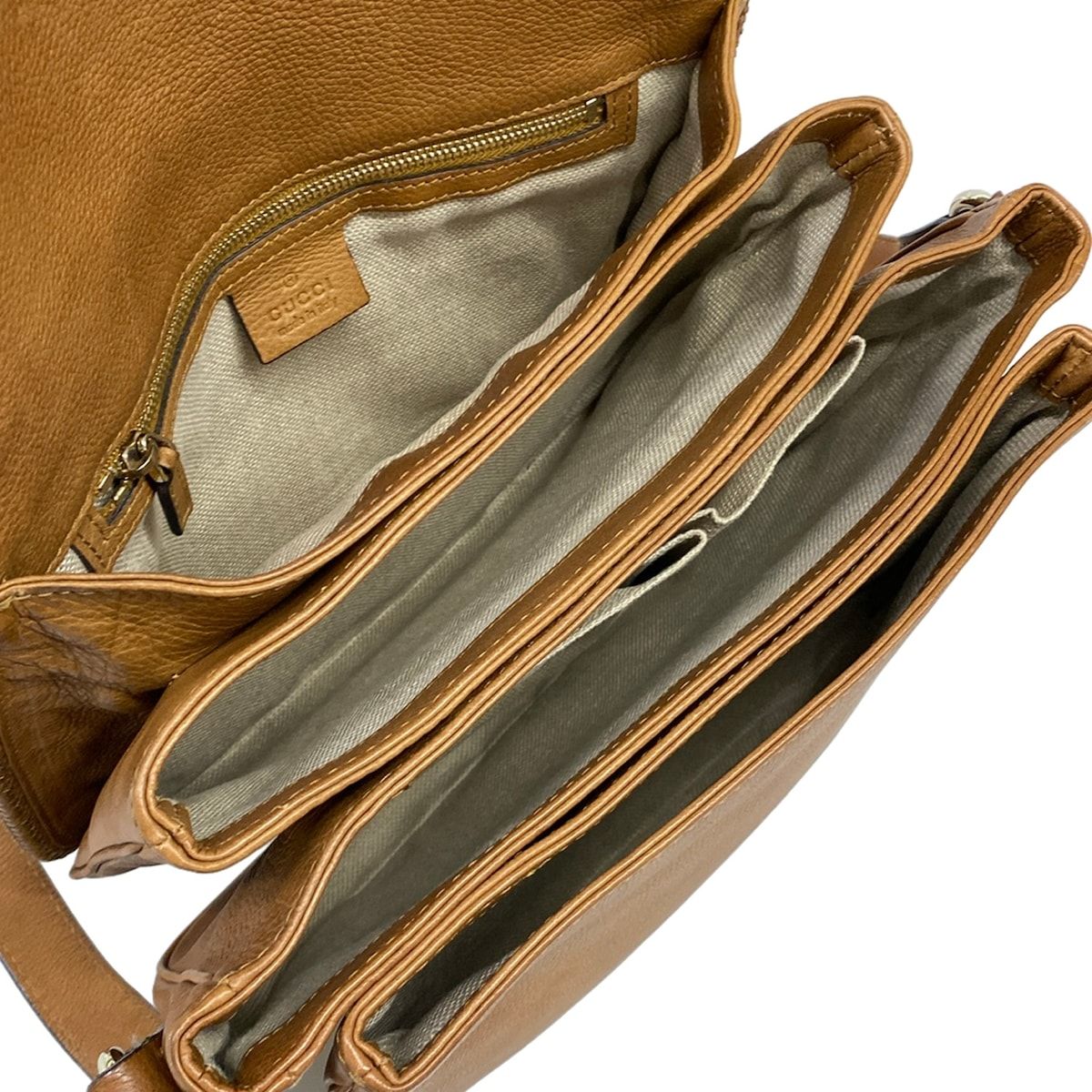 Gucci Shoulder Bag Marrakech GG Pattern Beige Dark Brown Leather — view 7