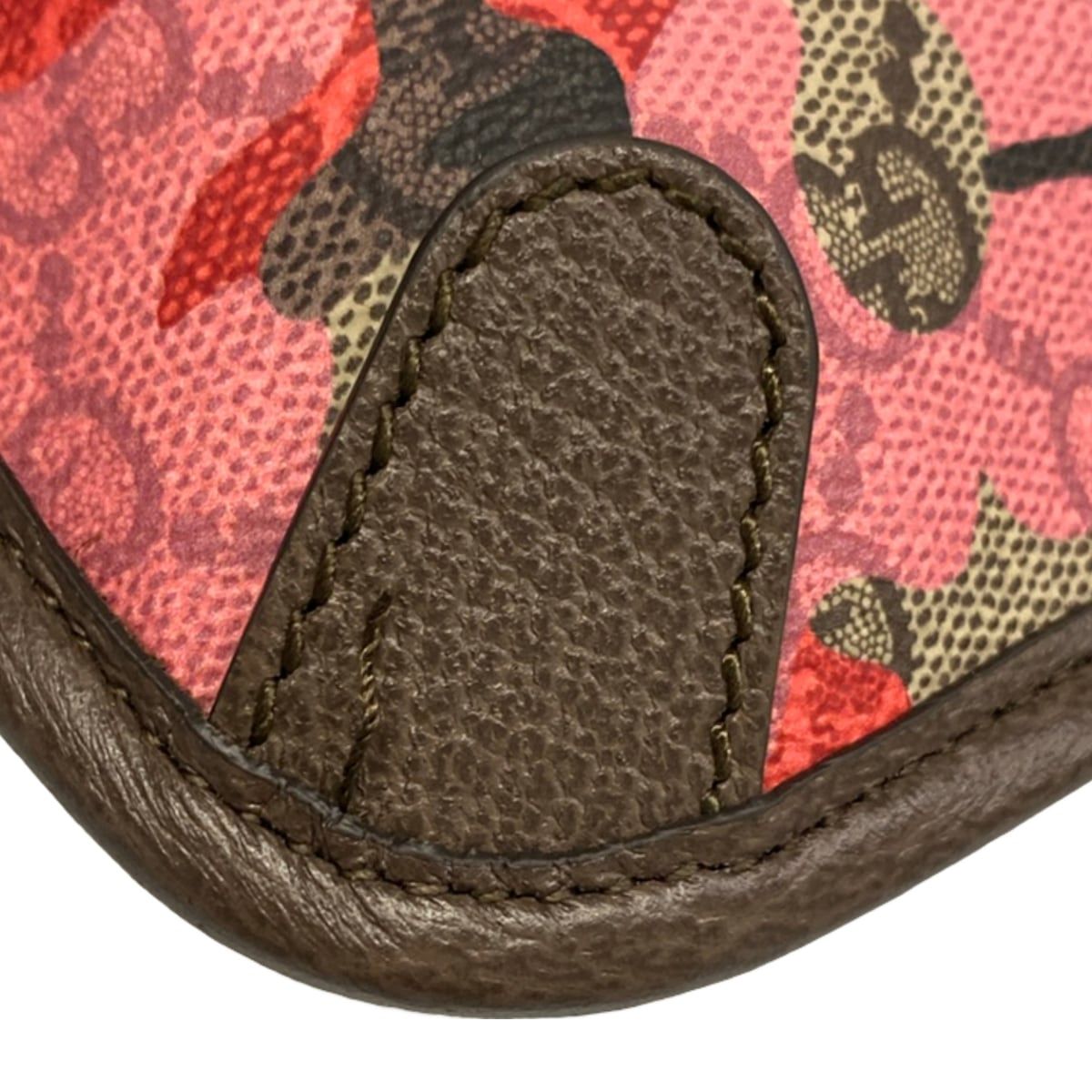Gucci Waist Pouch Ophidia Small Belt Bag Beige Dark Brown Red Leather — view 6