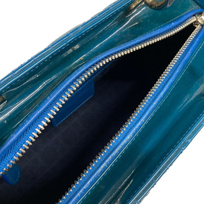 Dior Handbag Lady Bag Blue Leather — view 7