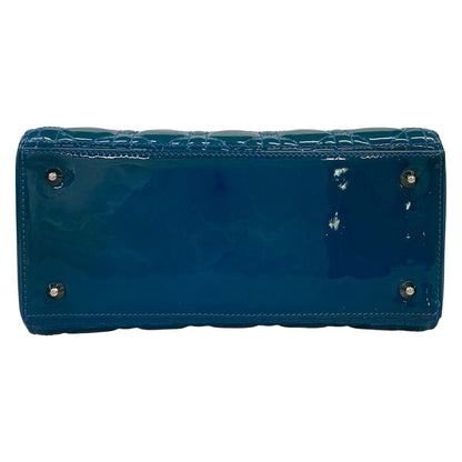 Dior Handbag Lady Bag Blue Leather — view 5