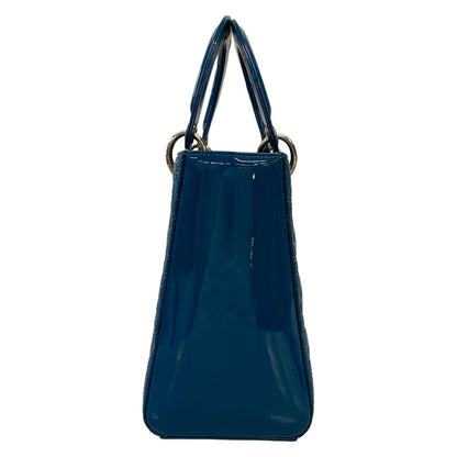Dior Handbag Lady Bag Blue Leather — view 2