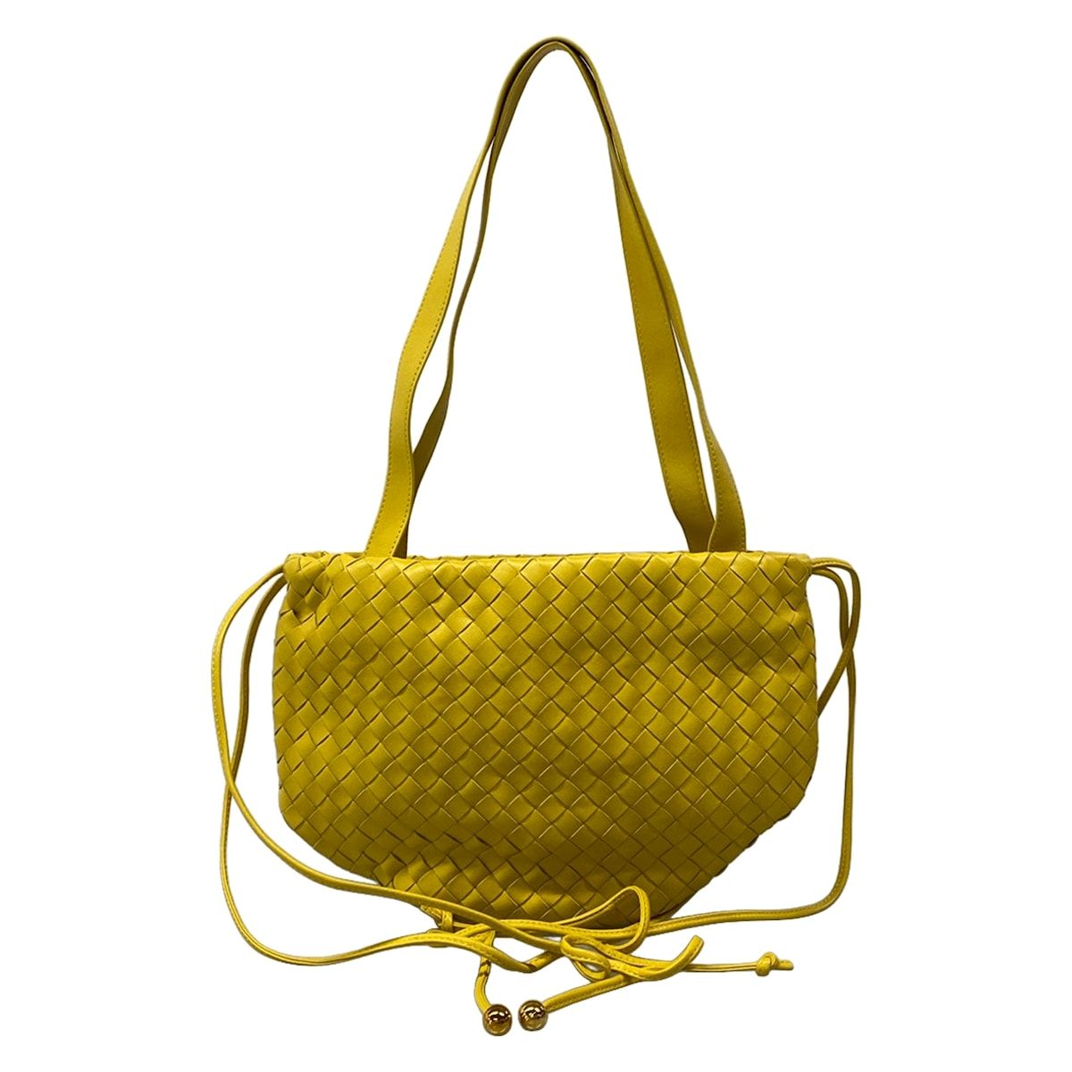 Bottega Veneta Shoulder Bag Intrecciato Yellow Leather