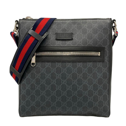 Gucci Shoulder Bag GG Plus Supreme Dark Gray Leather