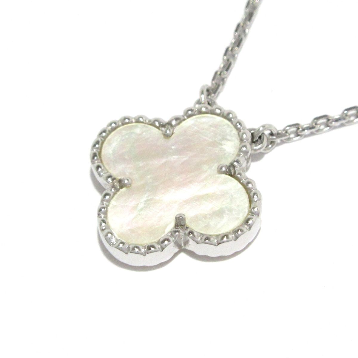Van Cleef & Arpels Necklace Vintage Alhambra 18k White Gold Mother of Pearl