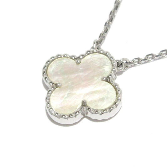 Van Cleef & Arpels Necklace Vintage Alhambra 18k White Gold Mother of Pearl
