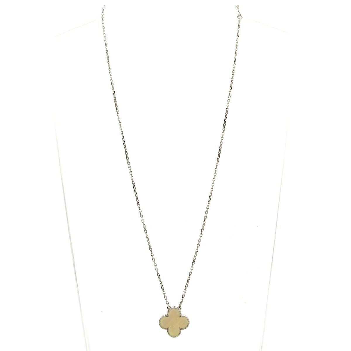 Van Cleef & Arpels Necklace Vintage Alhambra 18k White Gold Mother of Pearl — view 2