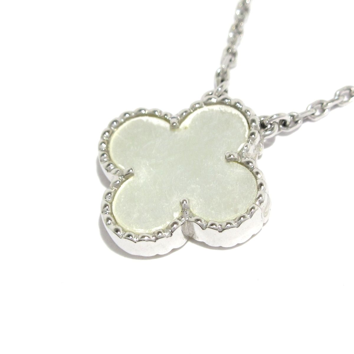Van Cleef & Arpels Necklace Vintage Alhambra 18k White Gold Mother of Pearl — view 3