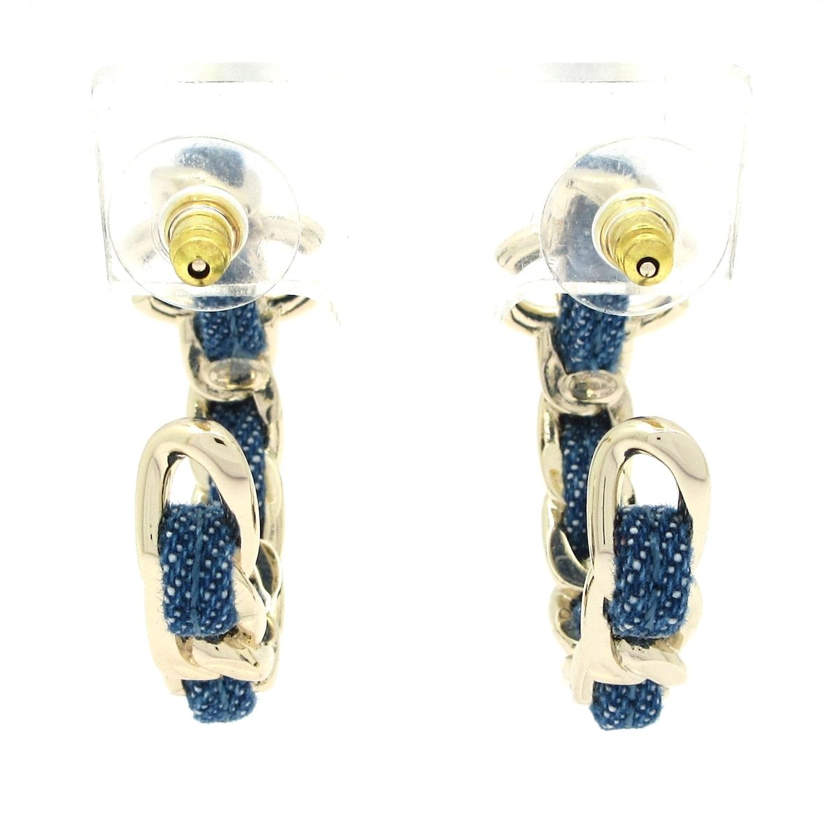 Chanel Earrings CC Logo Gold Light Blue — view 3