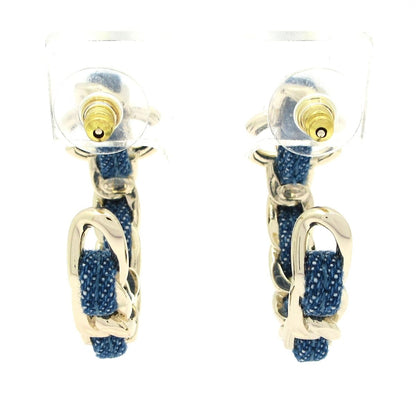 Chanel Earrings CC Logo Gold Light Blue — view 3