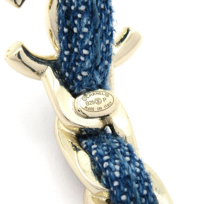 Chanel Earrings CC Logo Gold Light Blue — view 5