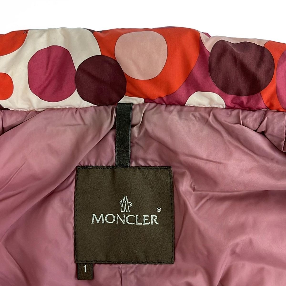 Moncler Down Vest 1 S Red Pink Multi Dot Pattern Autumn Winter — view 3