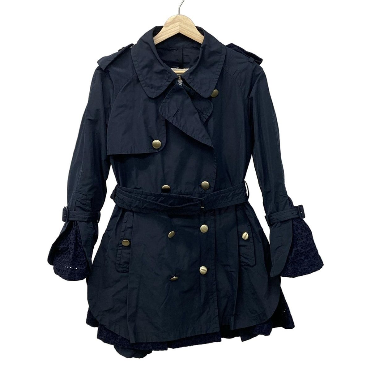 Moncler Coat 0 XS Dark Navy Lace Spring Autumn