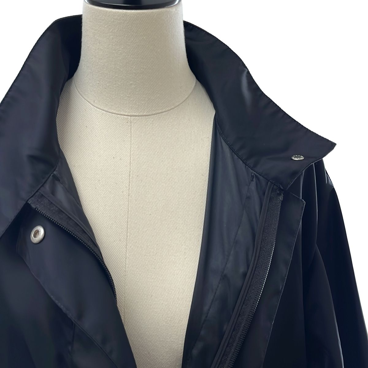 Prada Re-Nylon Triangle Logo Long Coat 36 Black — view 4