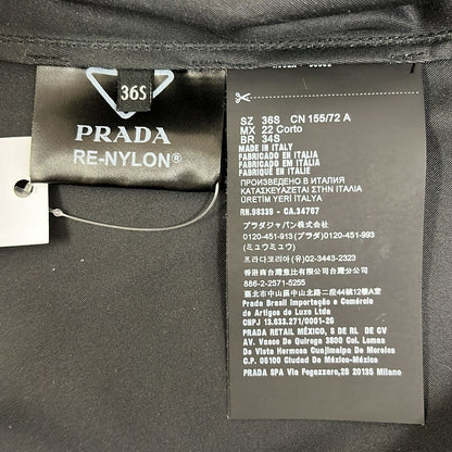 Prada Re-Nylon Triangle Logo Long Coat 36 Black — view 7