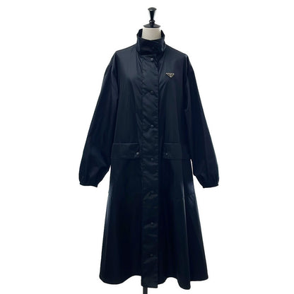 Prada Re-Nylon Triangle Logo Long Coat 36 Black