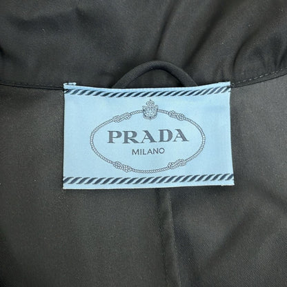 Prada Re-Nylon Triangle Logo Long Coat 36 Black — view 6