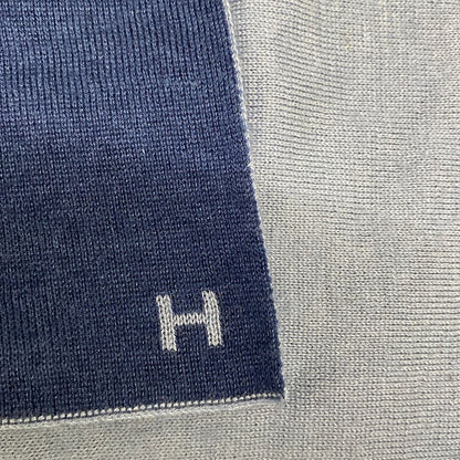 Hermes Scarf le Tour Light Blue Navy Cashmere Silk — view 4