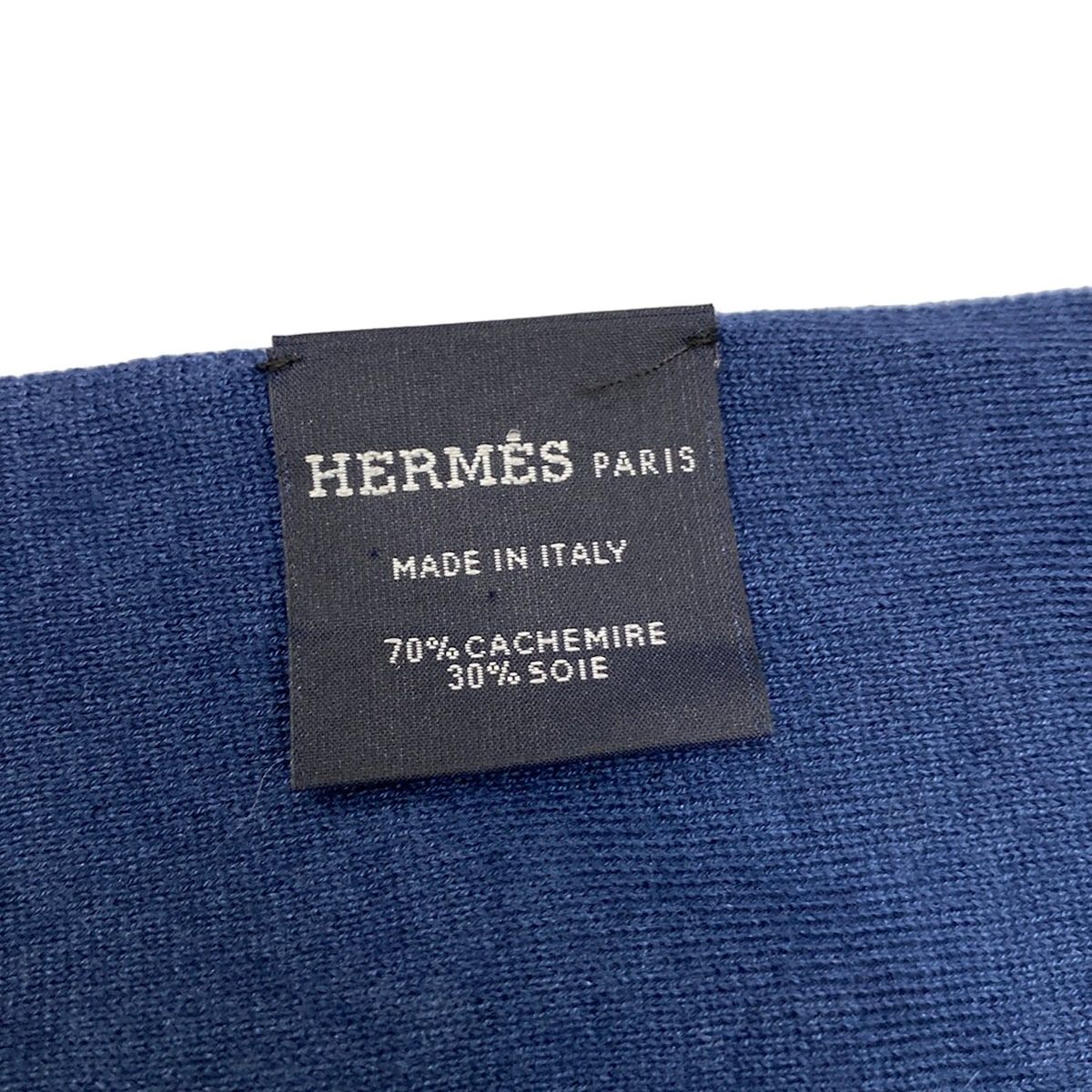 Hermes Scarf le Tour Light Blue Navy Cashmere Silk — view 2