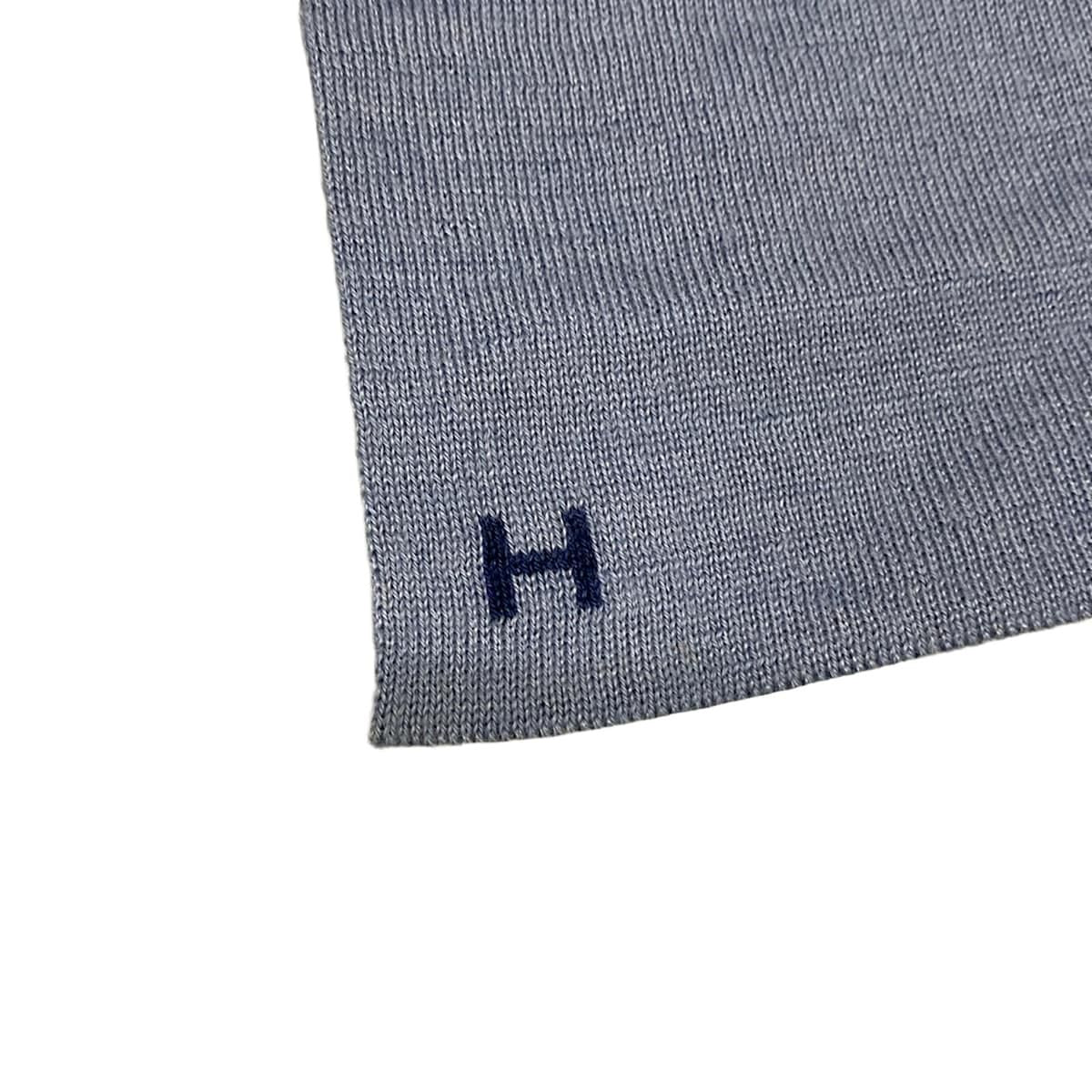 Hermes Scarf le Tour Light Blue Navy Cashmere Silk — view 3