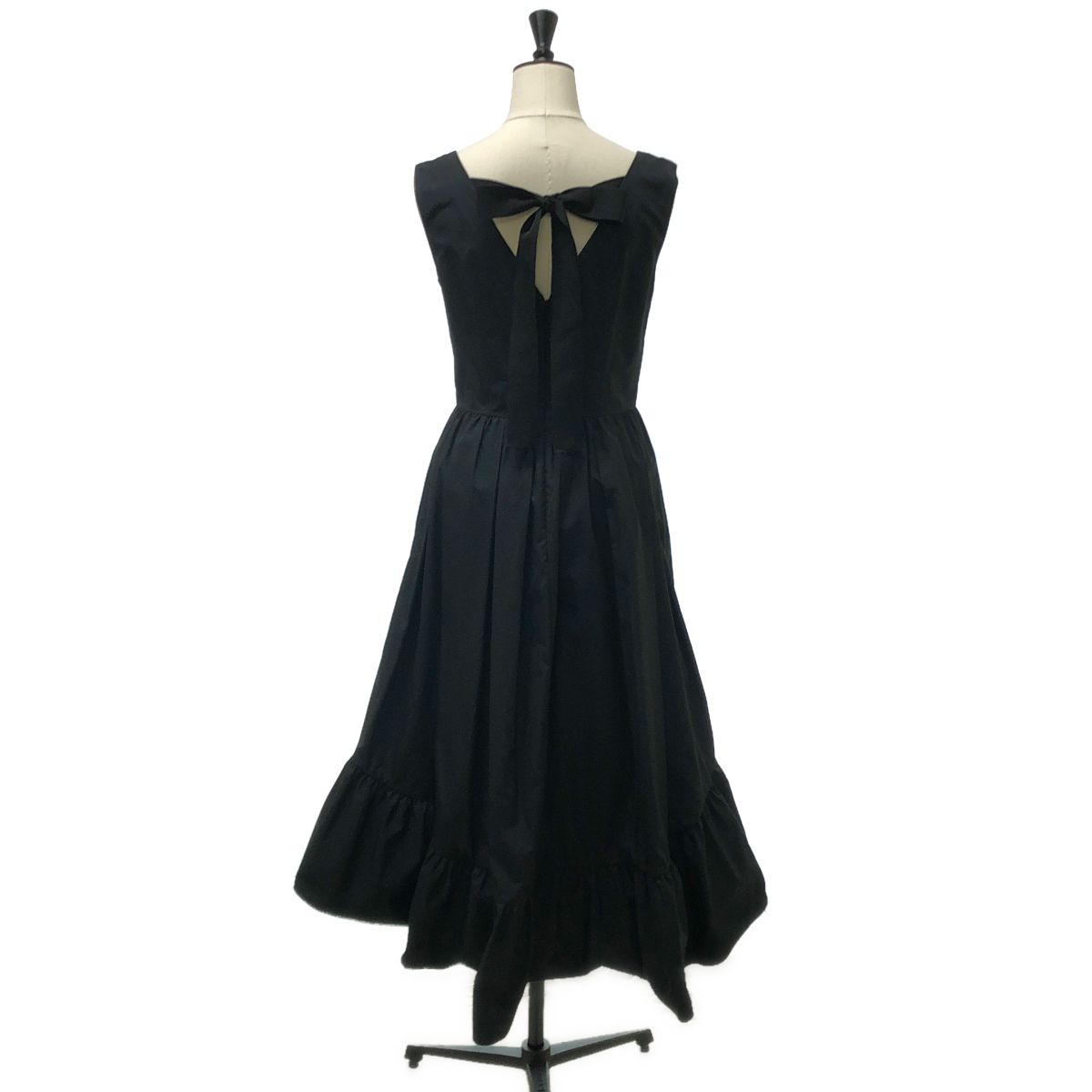 Fendi Cotton Studded Tiered Sleeveless Dress 38 Black — view 4