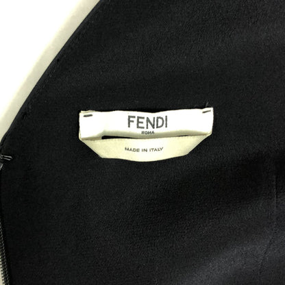 Fendi Cotton Studded Tiered Sleeveless Dress 38 Black — view 5