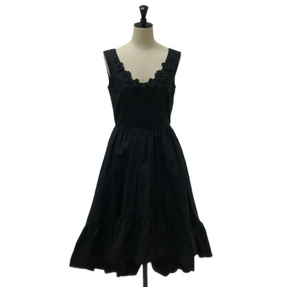 Fendi Cotton Studded Tiered Sleeveless Dress 38 Black
