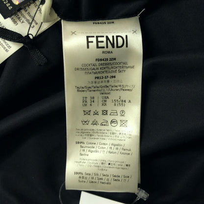 Fendi Cotton Studded Tiered Sleeveless Dress 38 Black — view 6