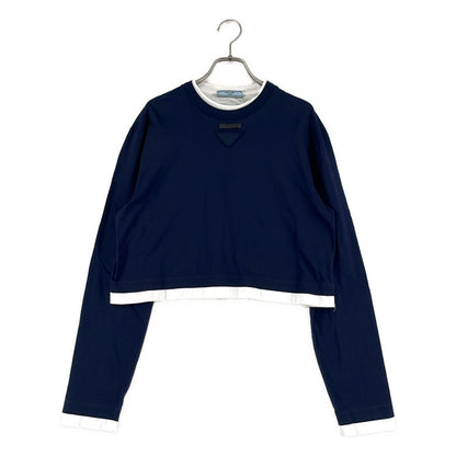 Prada Fabric Triangle Logo Top XS Navy White