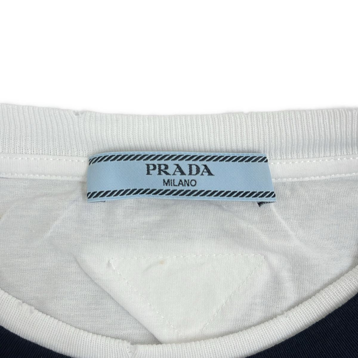 Prada Fabric Triangle Logo Top XS Navy White — view 5