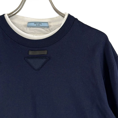 Prada Fabric Triangle Logo Top XS Navy White — view 2