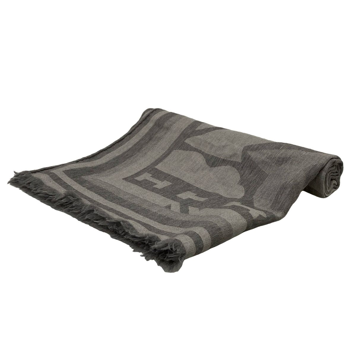 Hermes Shawl Light Gray Wool Scarf