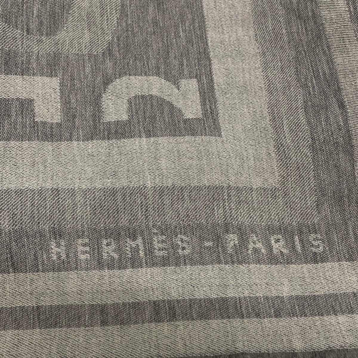 Hermes Shawl Light Gray Wool Scarf — view 4