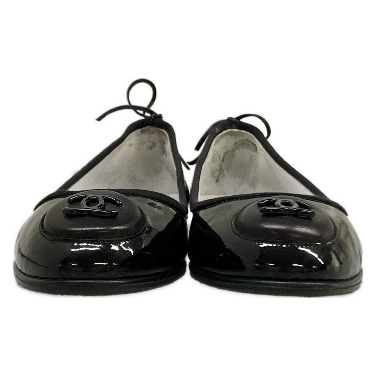 Chanel Flat Shoes 37.5 C Black CC Logo Ribbon Leather Lambskin — view 5