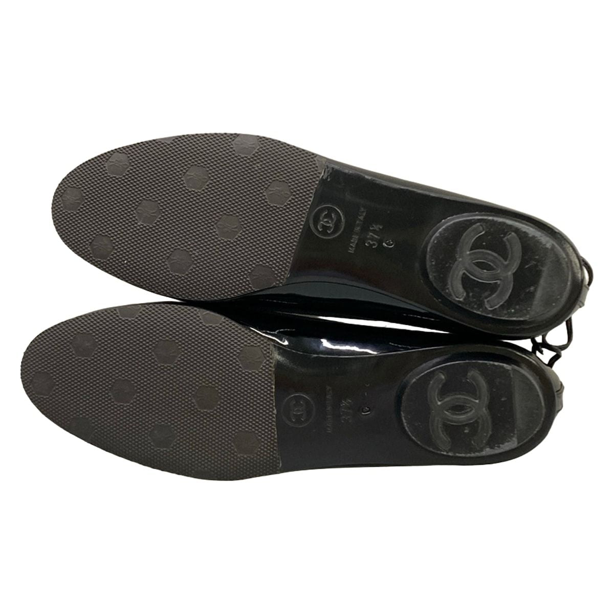Chanel Flat Shoes 37.5 C Black CC Logo Ribbon Leather Lambskin — view 8