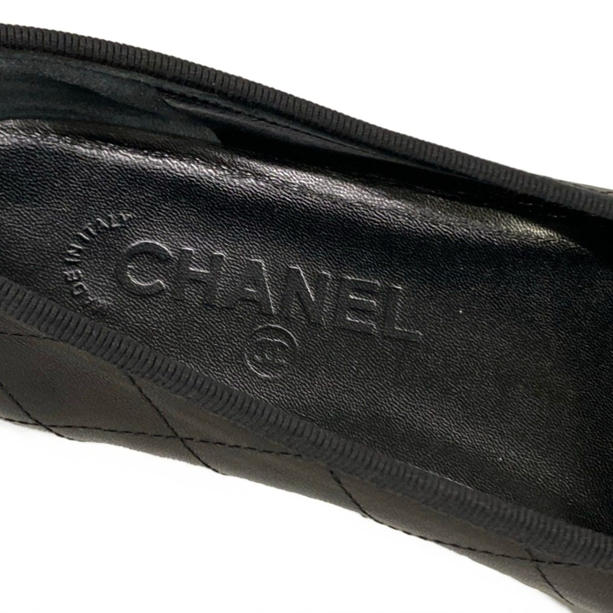 Chanel Flat Shoes 37.5 Black Cambon Line CC Logo Leather Lambskin — view 9