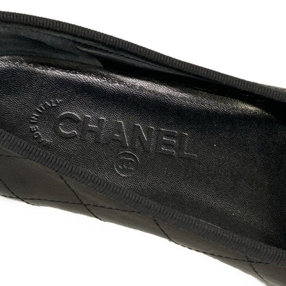 Chanel Flat Shoes 37.5 Black Cambon Line CC Logo Leather Lambskin — view 9