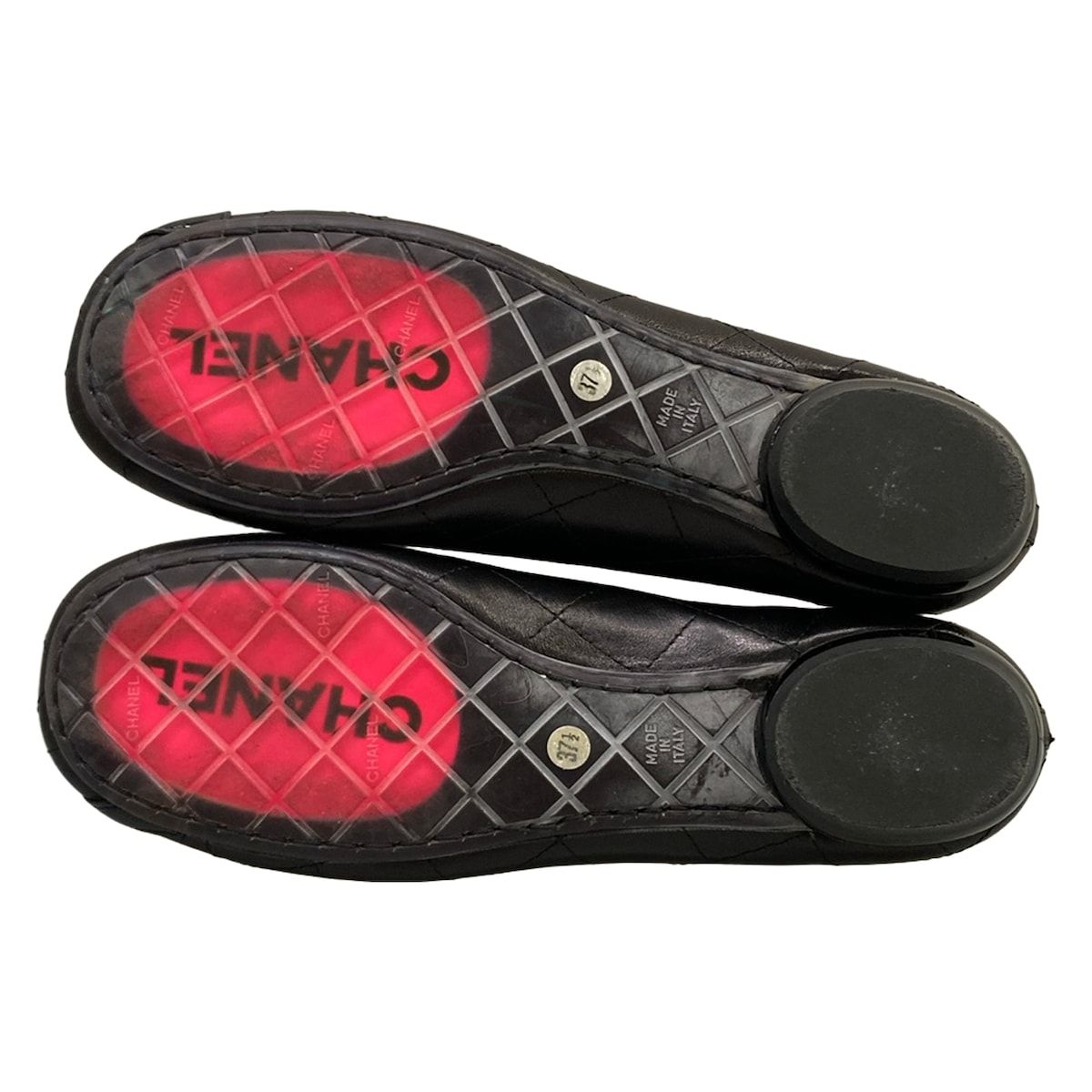 Chanel Flat Shoes 37.5 Black Cambon Line CC Logo Leather Lambskin — view 8