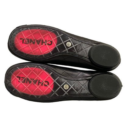 Chanel Flat Shoes 37.5 Black Cambon Line CC Logo Leather Lambskin — view 8