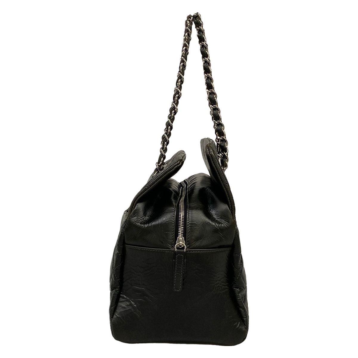 Chanel Handbag Quilted Black Chain Shoulder Silver — view 2