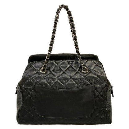 Chanel Handbag Quilted Black Chain Shoulder Silver — view 3